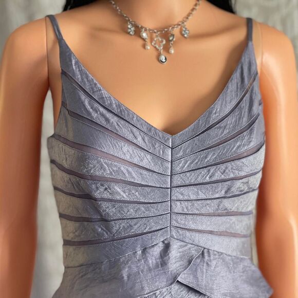 Vintage Y2K Adrianna Papell Metallic Purple/Gray Layered Formal Dress Fairy Sz 4 - Picture 3 of 8